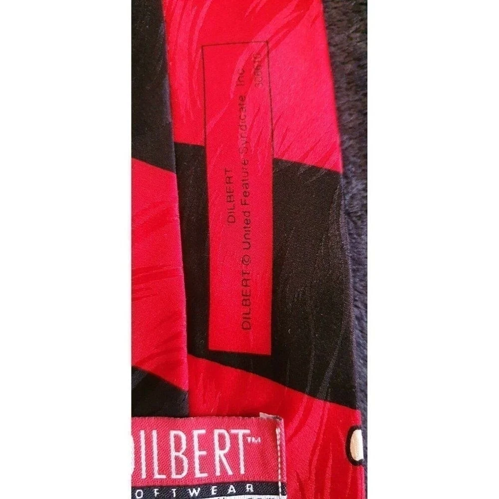 Dilbert mens tie necktie Dog Red Black Silk